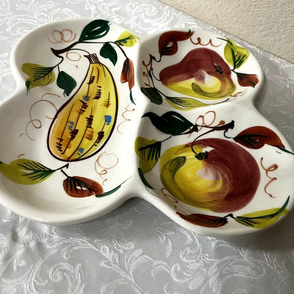 Italian Pottery Serving Tray‎ Antipasto Sectioned Olives Ceramic hand painted